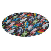 明るいオウム：熱帯の水彩壁紙。 カッティングボード (角)