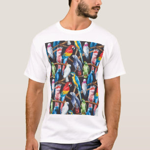 明るいオウム:熱帯の水彩壁紙。 Tシャツ