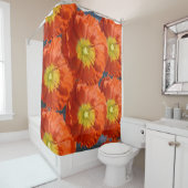 明るいオカラフルレンジミカンのケシの花 シャワーカーテン (インサイチュ)
