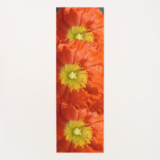 明るいオカラフルレンジミカンのケシの花 ヨガマット (正面)