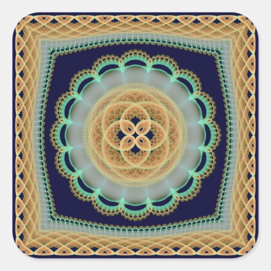 明るいオリジナルのフラクタル装飾 スクエアシール (正面)