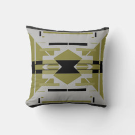 明るいオリーブ黒グレー抽象芸術対称モチーフ クッション