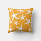 明るいオレンジおよび白いヒトデパターン クッション (裏面)