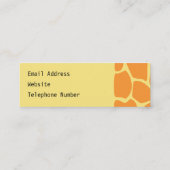 明るいオレンジおよび黄色のキリンのプリントパターン スキニー名刺 (裏面)