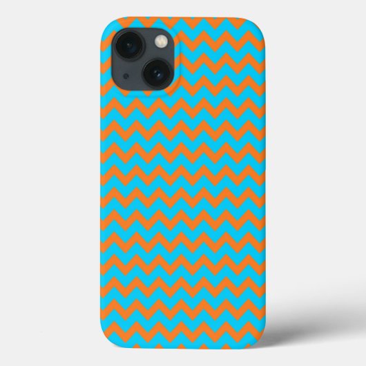 明るいオレンジとティールブルーのジグザグ柄 Case-Mate iPhoneケース (裏面)