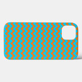明るいオレンジとティールブルーのジグザグ柄 Case-Mate iPhoneケース (裏面 (横))