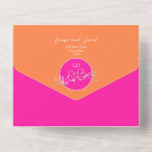 明るいオレンジとピ結婚ンク オールインワン招待状 (裏面)