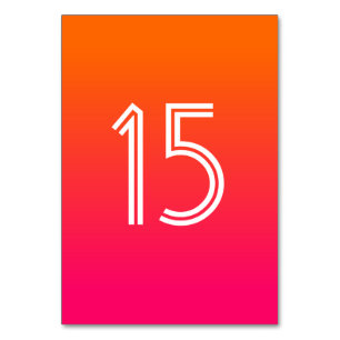 明るいオレンジとホットピンクグラデーションホワイト結婚ズ テーブルナンバー