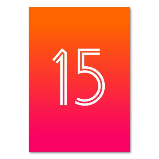 明るいオレンジとホットピンクグラデーションホワイト結婚ズ テーブルナンバー (正面)