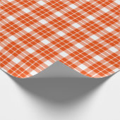 明るいオレンジと白いプレイドの包装紙 ラッピングペーパー (角)