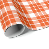 明るいオレンジと白いプレイドの包装紙 ラッピングペーパー (ロールコーナー)