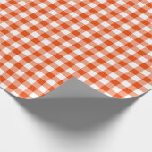 明るいオレンジと白のチェックプレイドのラッピング紙 ラッピングペーパー (角)