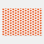 明るいオレンジと白のハート ラッピングペーパーシート (正面3)