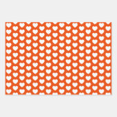 明るいオレンジと白のハート ラッピングペーパーシート (正面2)