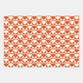 明るいオレンジと白のハート ラッピングペーパーシート (正面)