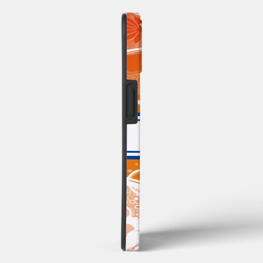 明るいオレンジと白のフローラ、渦巻き状のカスタム Case-Mate iPhoneケース (裏面 / 右)