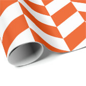 明るいオレンジと白の特大ヘリンボーン ラッピングペーパー (ロールコーナー)