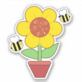 明るいオレンジと黄色のひまわり シール (正面)