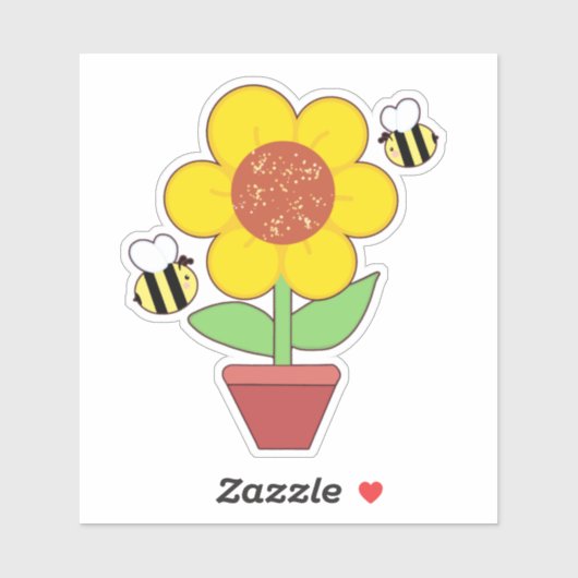 明るいオレンジと黄色のひまわり シール (シート)