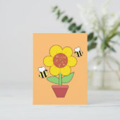 明るいオレンジと黄色のひまわり ポストカード (スタンド正面)