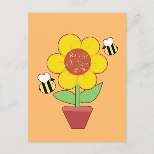 明るいオレンジと黄色のひまわり ポストカード (正面)