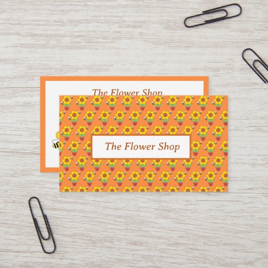 明るいオレンジと黄色のひまわり 名刺 (正面/裏面インサイチュ)