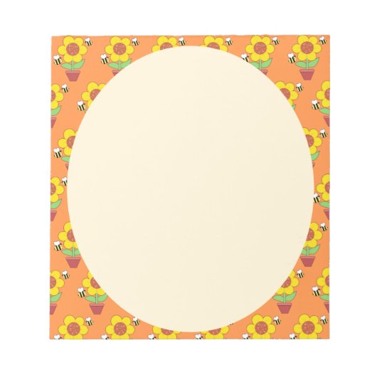 明るいオレンジと黄色のサンフラワー ノートパッド (正面)