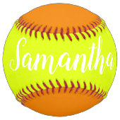 明るいオレンジと黄色 – 名前の追加 ソフトボール (裏面)