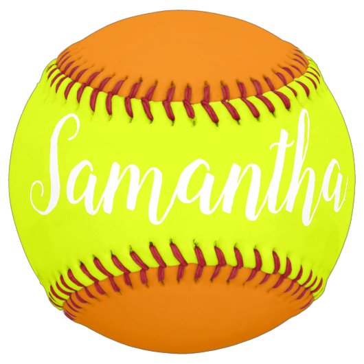 明るいオレンジと黄色 – 名前の追加 ソフトボール (裏面)