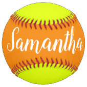 明るいオレンジと黄色 – 名前の追加 ソフトボール (正面)
