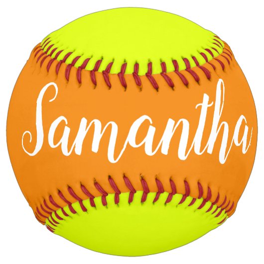 明るいオレンジと黄色 – 名前の追加 ソフトボール (正面)