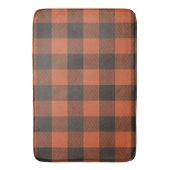 明るいオレンジと黒い格子柄 バスマット (正面縦)