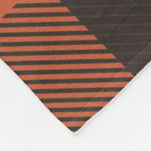 明るいオレンジと黒い格子柄 フリースブランケット (角)