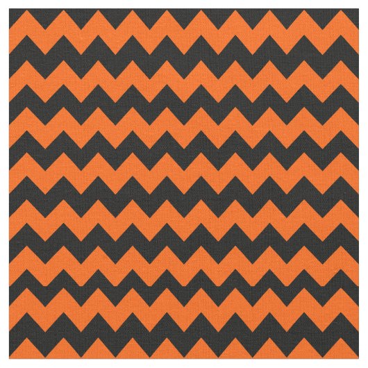 明るいオレンジと黒の山形模様 ファブリック (クローズアップ)
