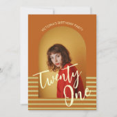 明るいオレンジのアーチ写真21st誕生日パーティー 招待状 (正面)