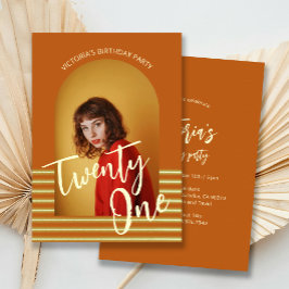 明るいオレンジのアーチ写真21st誕生日パーティー 招待状