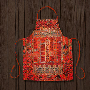 明るいオレンジのオリエンタルラグデザイン エプロン