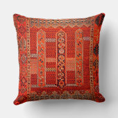 明るいオレンジのオリエンタルラグデザイン クッション (裏面)