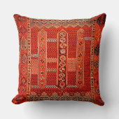 明るいオレンジのオリエンタルラグデザイン クッション (正面)