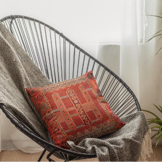 明るいオレンジのオリエンタルラグデザイン クッション