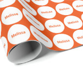 明るいオレンジの上に白いドットパターン（名前付き） ラッピングペーパー (ロールコーナー)