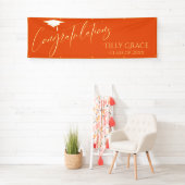 明るいオレンジの大学院生おめでとう 横断幕 (インサイチュ)