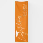 明るいオレンジの大学院生おめでとう 横断幕 (縦)