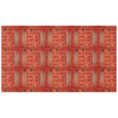 明るいオレンジの東洋のデザイン テーブルクロス (正面(横))