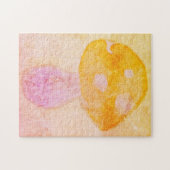 明るいオレンジの水彩キノコ ジグソーパズル (横)