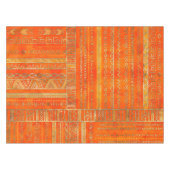 明るいオレンジの種族の民族パターン金ゴールド テーブルクロス (正面(横))