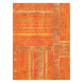 明るいオレンジの種族の民族パターン金ゴールド テーブルクロス (正面)