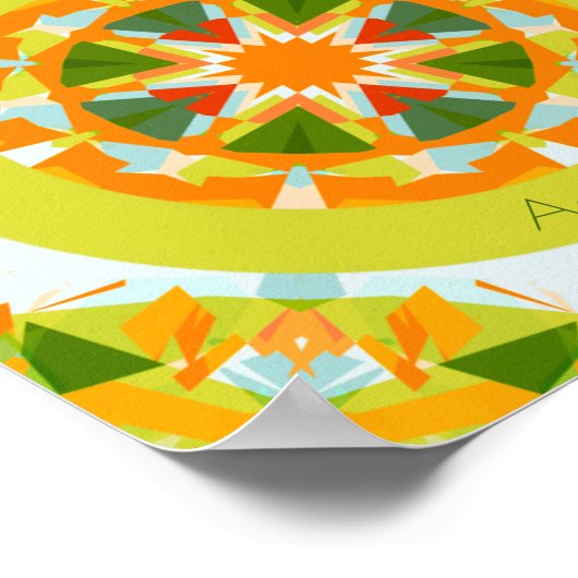 明るいオレンジの緑アスペルアスペルアストラ星キッズ ポスター (角)