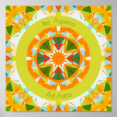 明るいオレンジの緑アスペルアスペルアストラ星キッズ ポスター (正面)