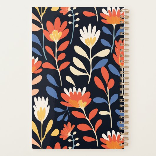 明るいオレンジの花のパターパーソナライズされたン2025 プランナー手帳 (裏面)